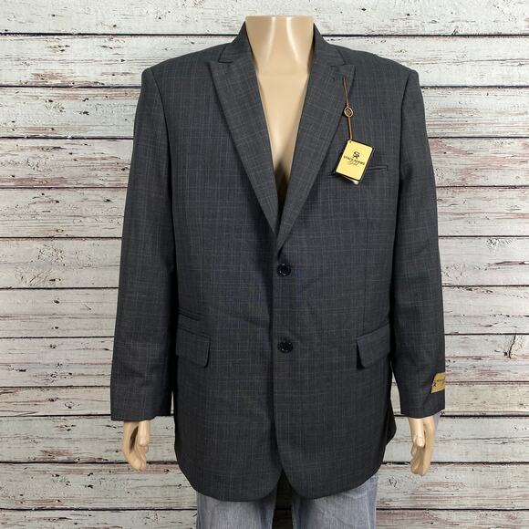 NEW Stacy Adams Gold Label Gray Plaid Suit Blazer Jacket Men's 44 44R Regular - Picture 10 of 10